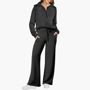 Women's Tracksuit Set – Zip-Top & Wide-Leg Trouser Co-ord 1
