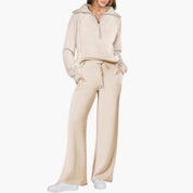 Women's Tracksuit Set – Zip-Top & Wide-Leg Trouser Co-ord 2