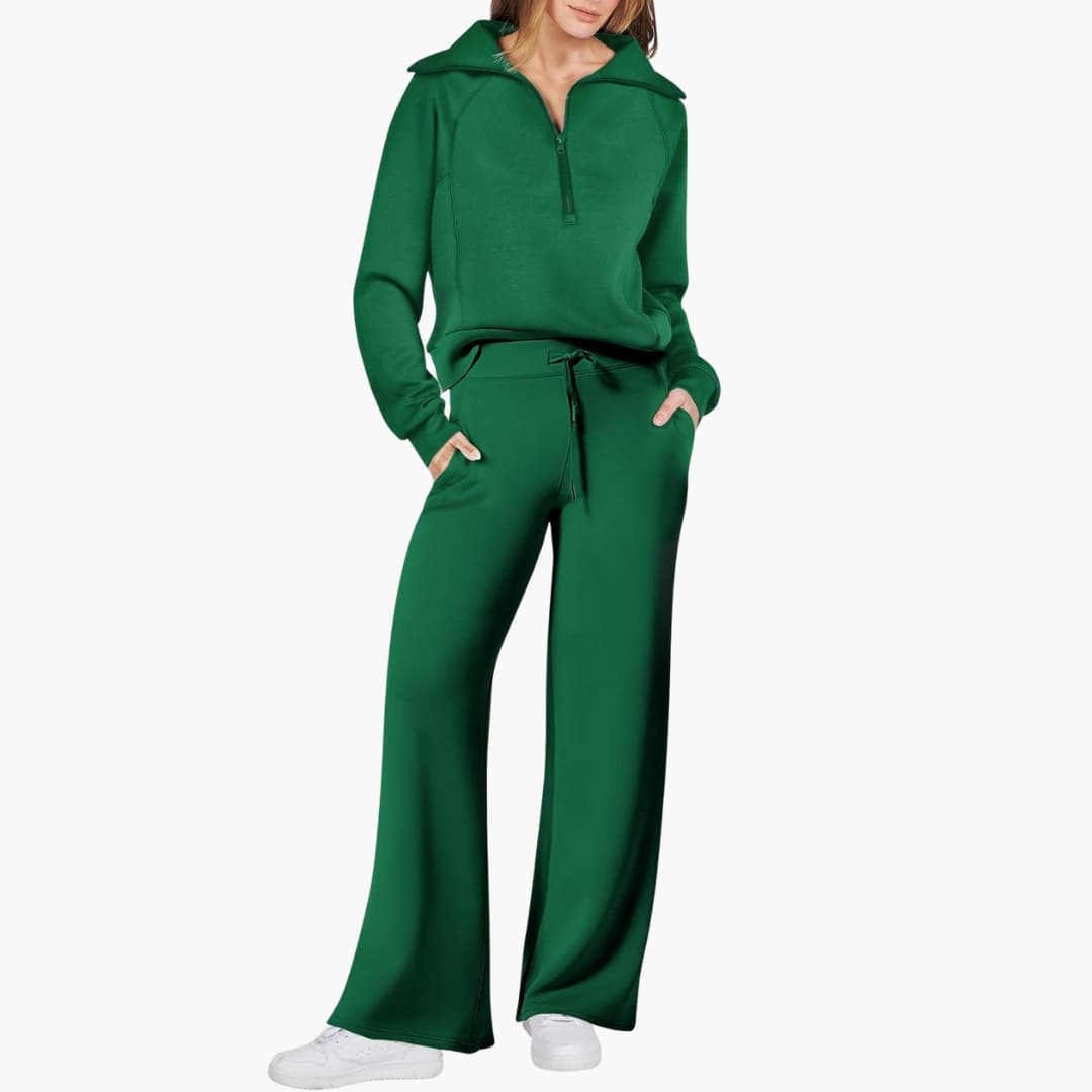 Women's Tracksuit Set – Zip-Top & Wide-Leg Trouser Co-ord 4