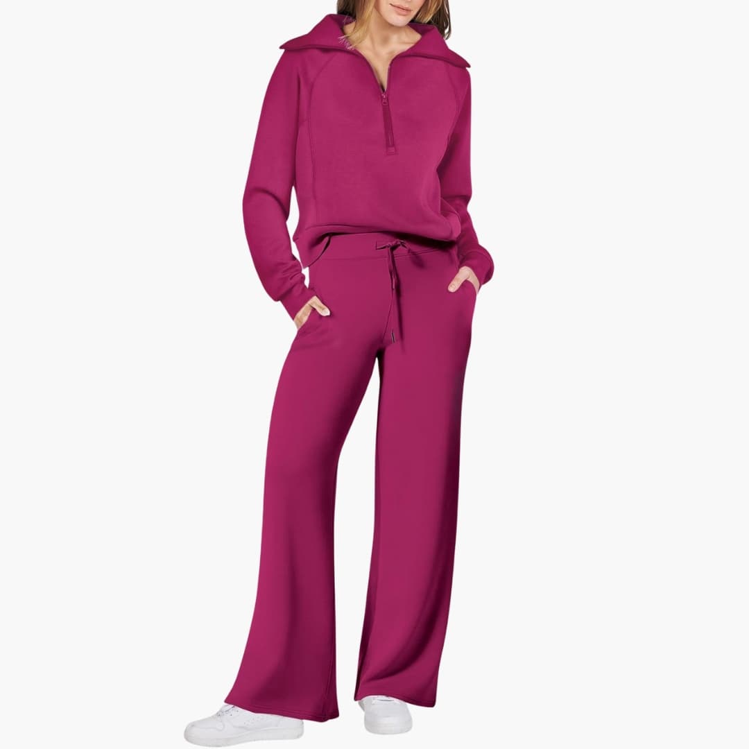 Women's Tracksuit Set – Zip-Top & Wide-Leg Trouser Co-ord 5