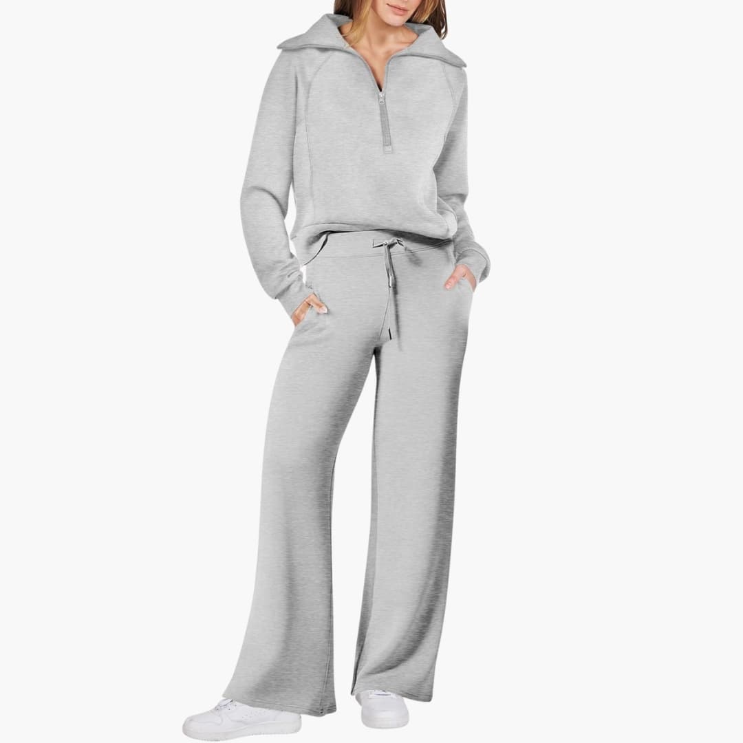 Women's Tracksuit Set – Zip-Top & Wide-Leg Trouser Co-ord 6