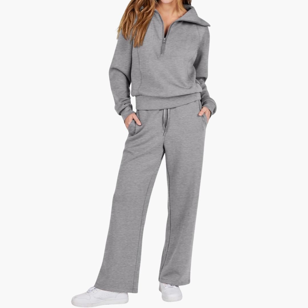 Women's Tracksuit Set – Zip-Top & Wide-Leg Trouser Co-ord 7