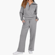 Women's Tracksuit Set – Zip-Top & Wide-Leg Trouser Co-ord 7