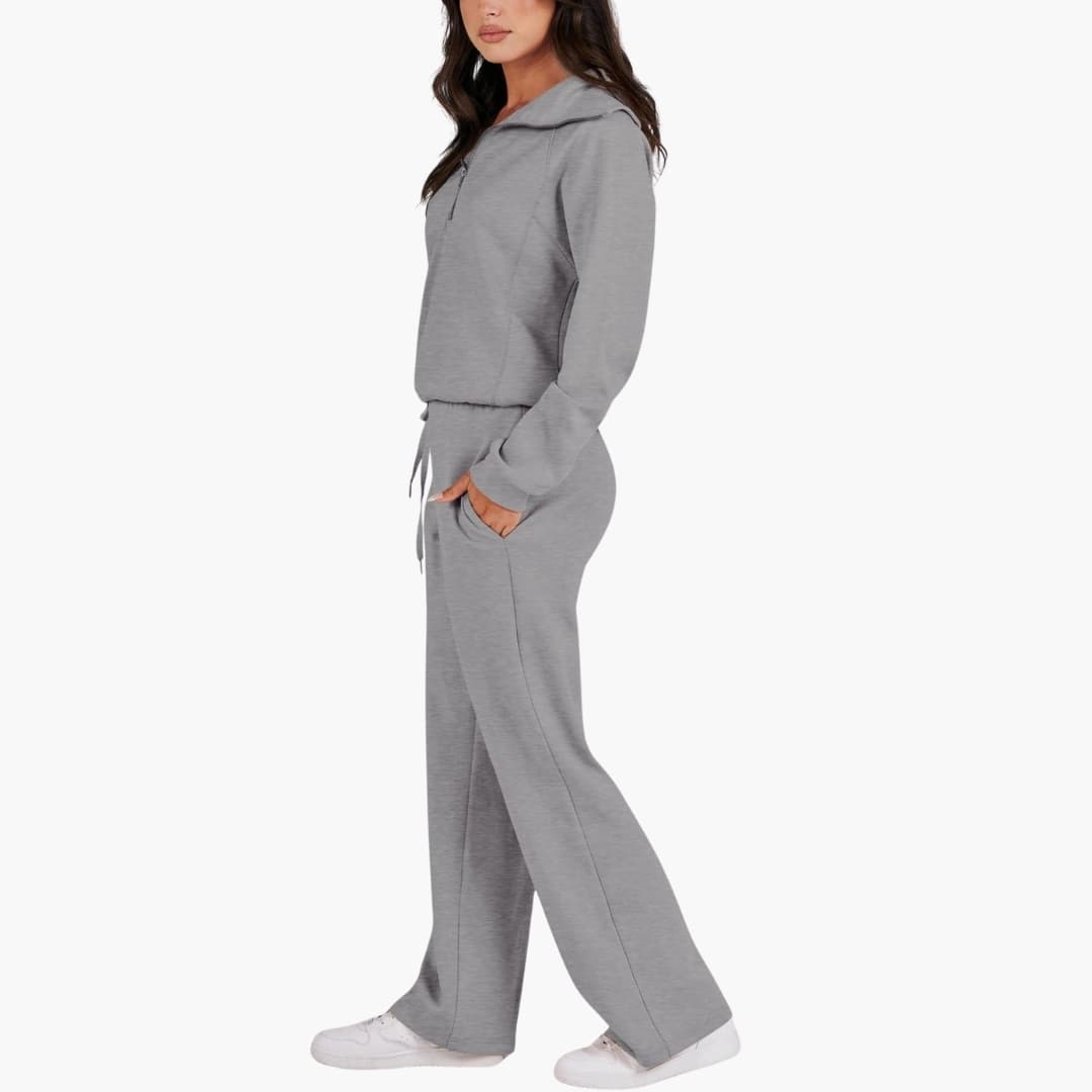Women's Tracksuit Set – Zip-Top & Wide-Leg Trouser Co-ord 8
