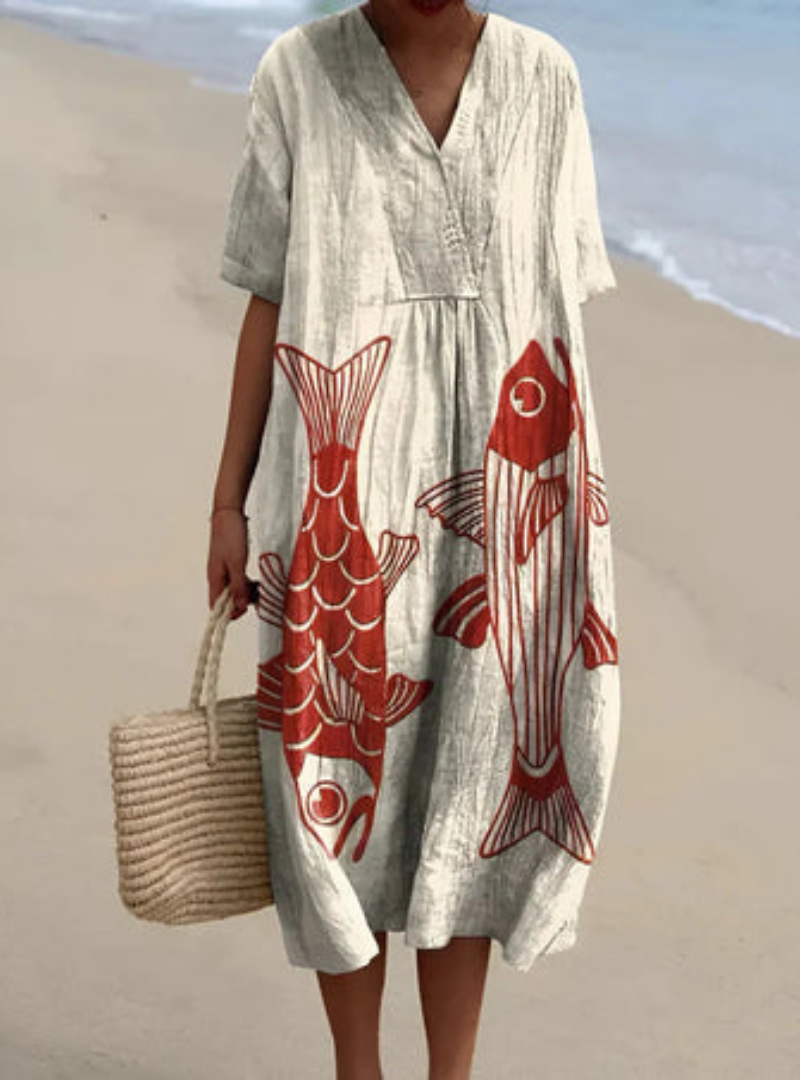 Floaty Draped Summer Dress for Women – Elegant Flattering Occasion Dress 1