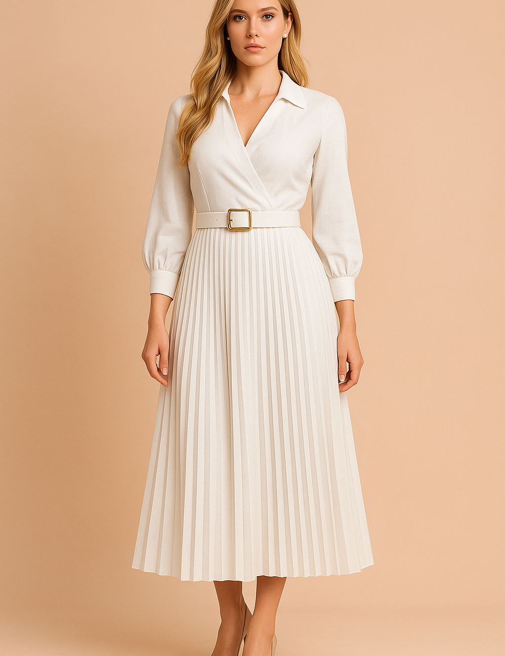 Plus-Size Midi Dress for Women – Elegant V-Neck Spring Dress – Isabela