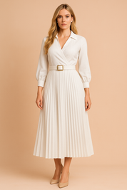Plus-Size Midi Dress for Women – Elegant V-Neck Spring Dress – Isabela