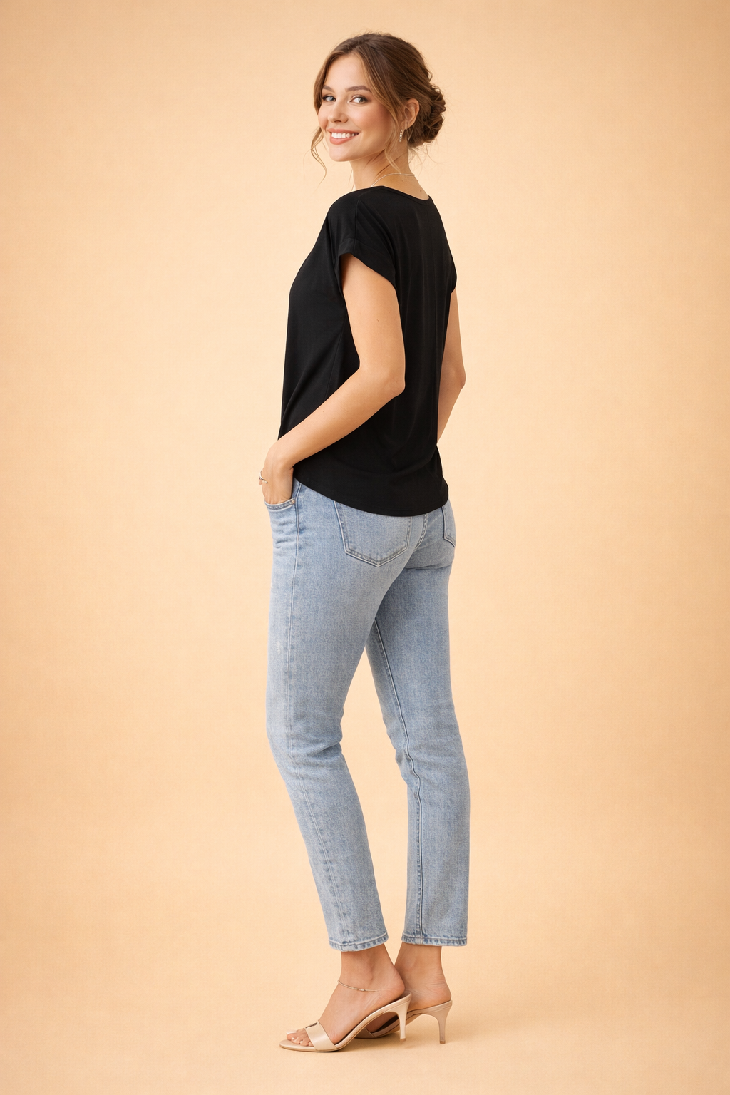 Draped V-Neck Blouse for Women – Versatile Elegant Blouse – Chloe