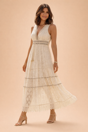 Boho Maxi Dress for Women – Lace A-Line Summer Dress – Paige