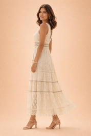 Boho Maxi Dress for Women – Lace A-Line Summer Dress – Paige