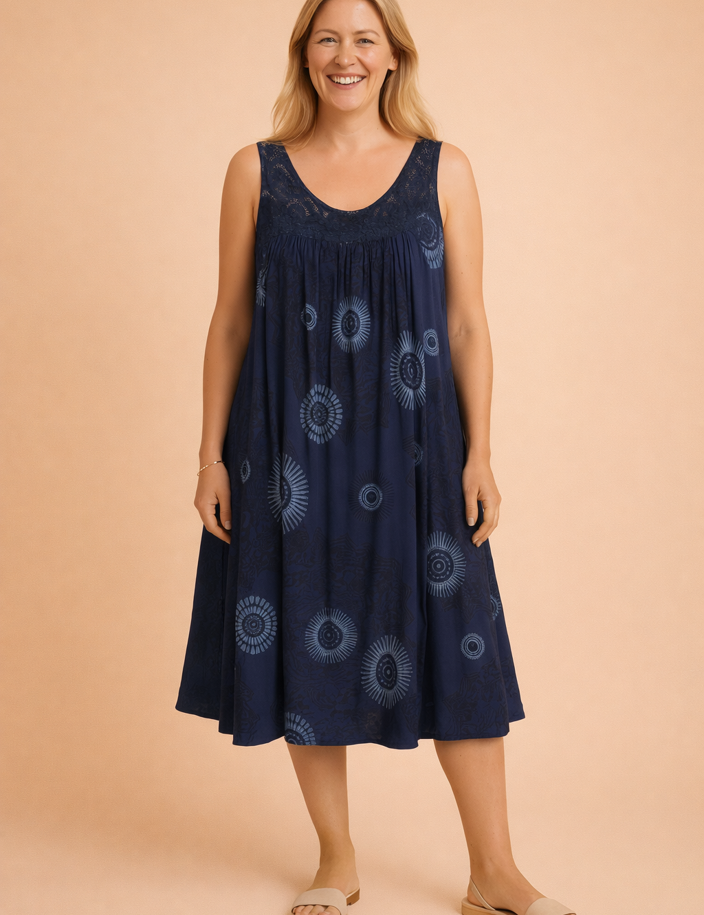 Plus-Size Sleeveless Summer Dress for Women – Printed Occasion Dress – Leilany