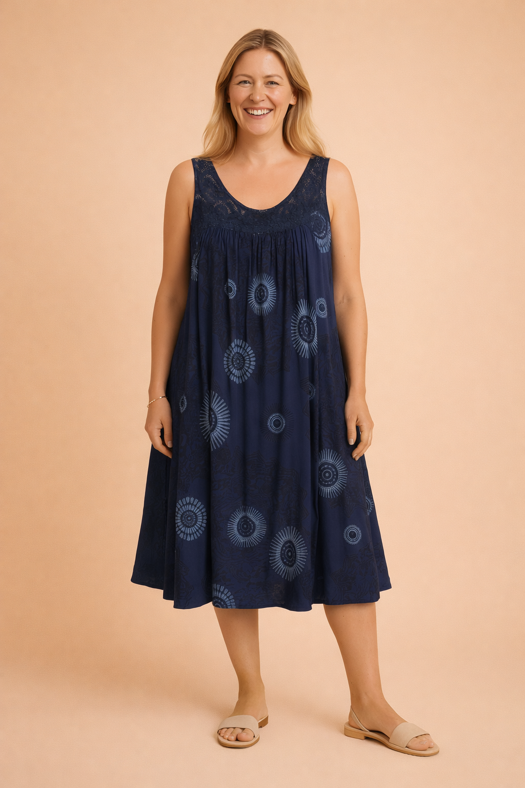 Plus-Size Sleeveless Summer Dress for Women – Printed Occasion Dress – Leilany