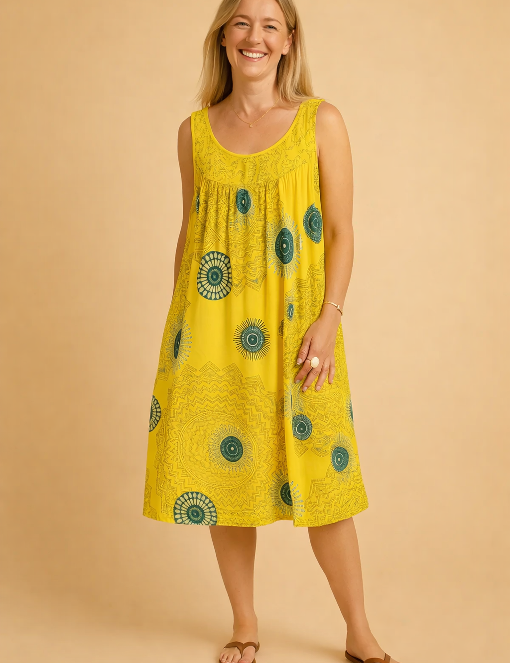 Plus-Size Sleeveless Summer Dress for Women – Printed Occasion Dress – Leilany