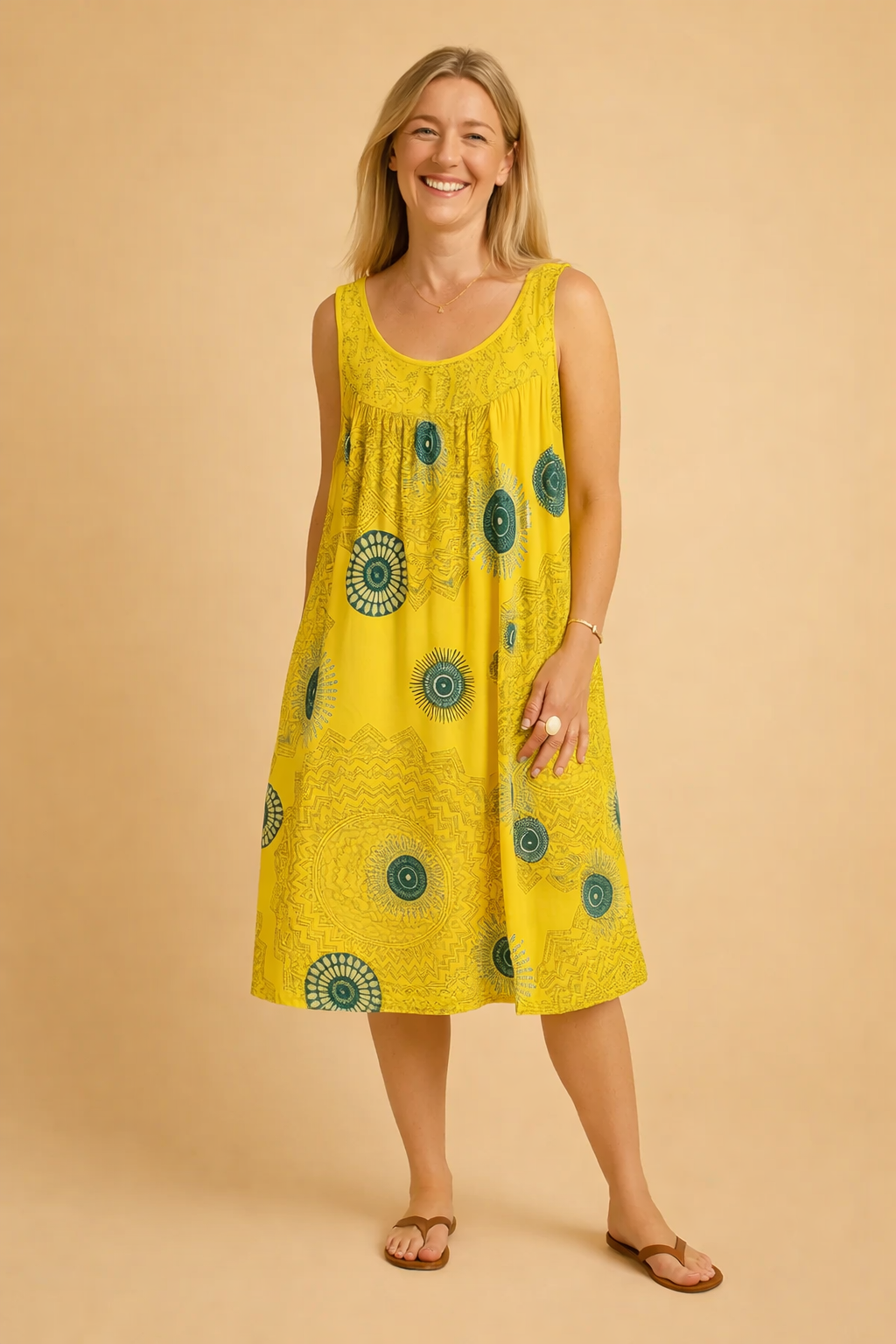 Plus-Size Sleeveless Summer Dress for Women – Printed Occasion Dress – Leilany