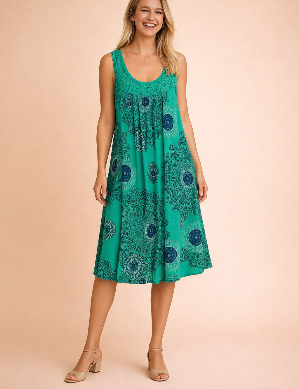 Plus-Size Sleeveless Summer Dress for Women – Printed Occasion Dress – Leilany