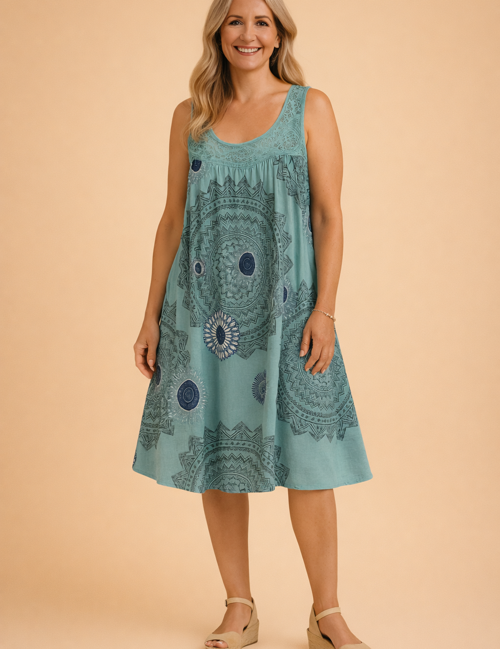 Plus-Size Sleeveless Summer Dress for Women – Printed Occasion Dress – Leilany