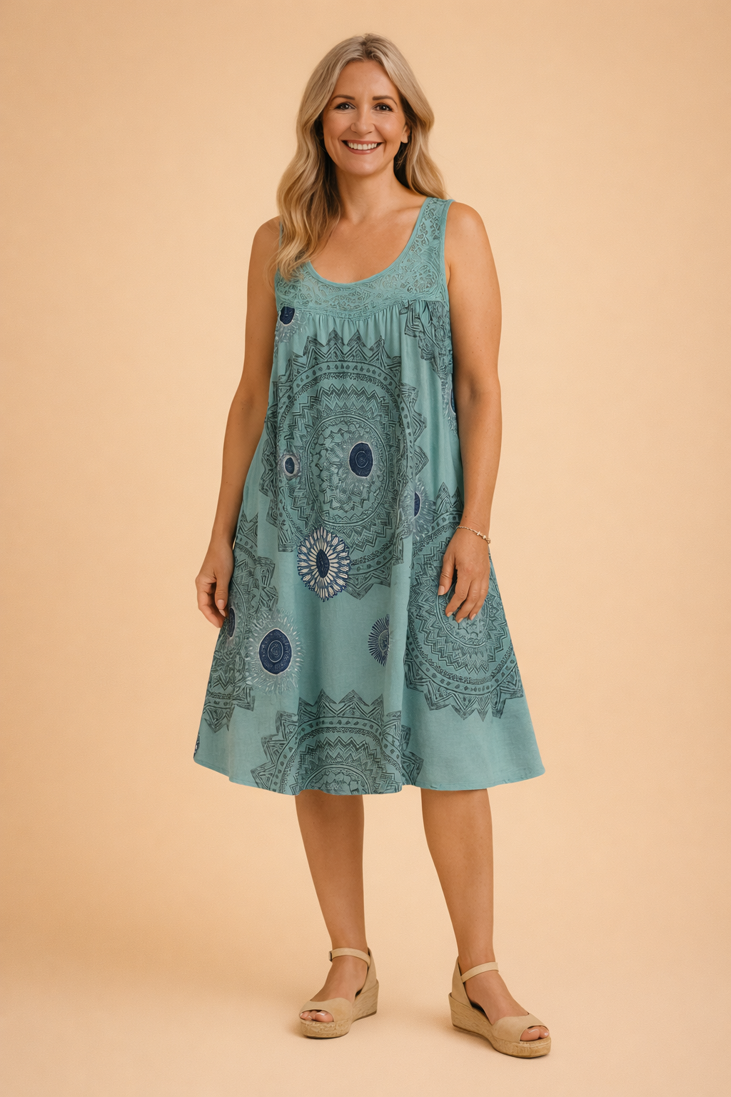 Plus-Size Sleeveless Summer Dress for Women – Printed Occasion Dress – Leilany