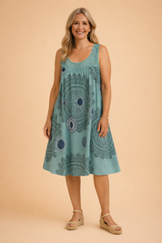 Plus-Size Sleeveless Summer Dress for Women – Printed Occasion Dress – Leilany