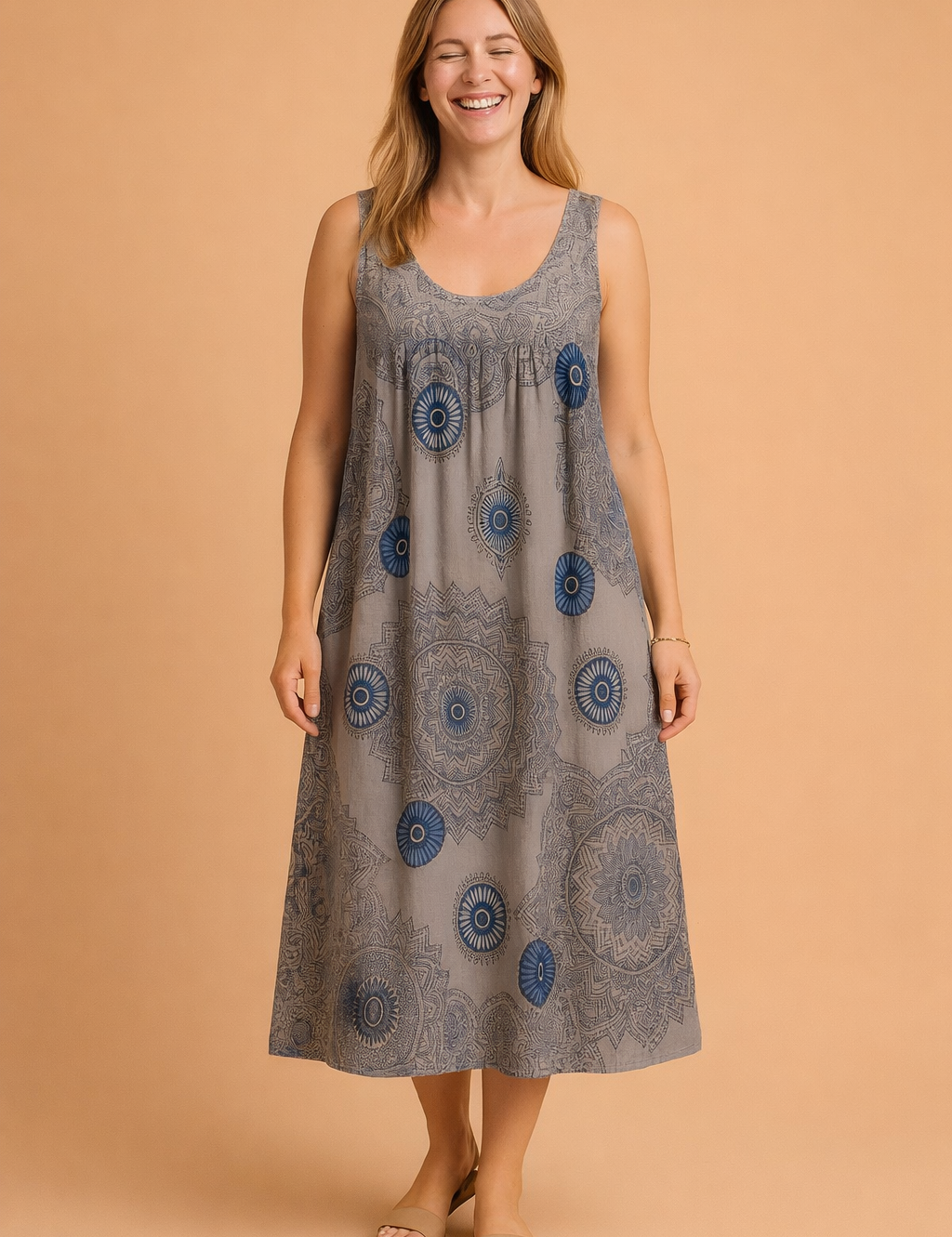 Plus-Size Sleeveless Summer Dress for Women – Printed Occasion Dress – Leilany