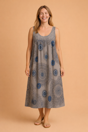 Plus-Size Sleeveless Summer Dress for Women – Printed Occasion Dress – Leilany
