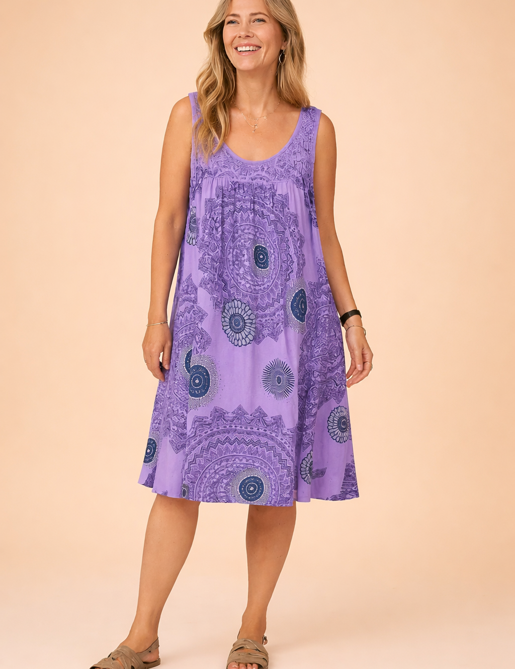 Plus-Size Sleeveless Summer Dress for Women – Printed Occasion Dress – Leilany