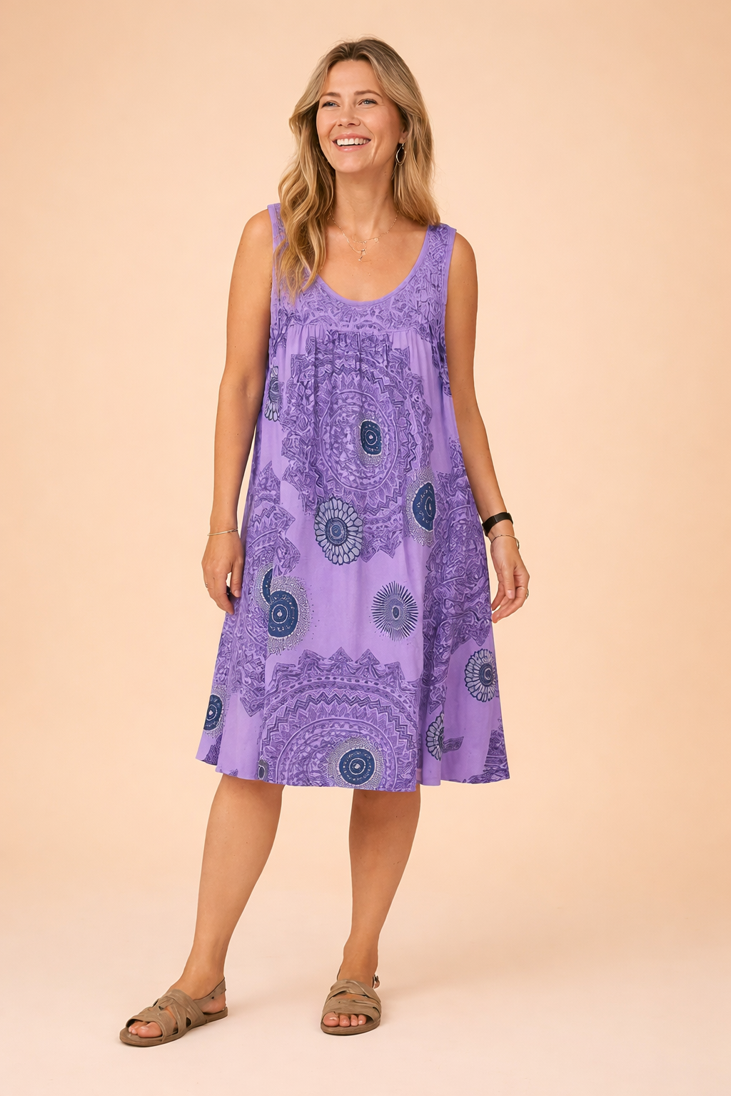 Plus-Size Sleeveless Summer Dress for Women – Printed Occasion Dress – Leilany