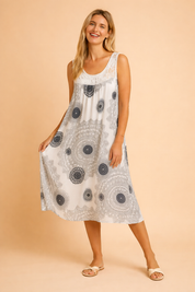 Plus-Size Sleeveless Summer Dress for Women – Printed Occasion Dress – Leilany