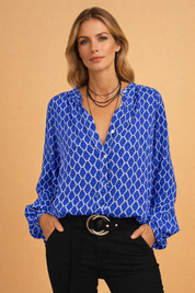 V-Neck Blouse for Women – Cotton-Blend Spring Blouse – Ella