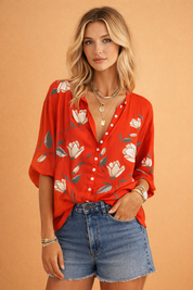 Floral Blouse for Women – Elegant Printed Summer Blouse – Delilah