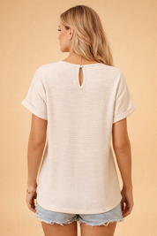 Lace Batwing Top for Women – Elegant Smooth Short-Sleeve Top – Laney
