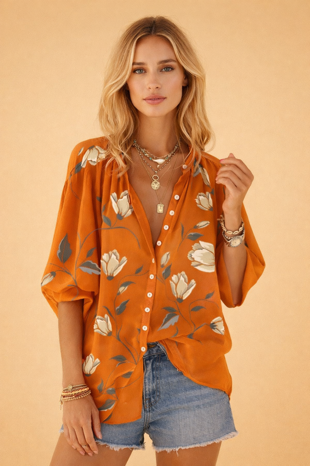 Floral Blouse for Women – Elegant Printed Summer Blouse – Delilah