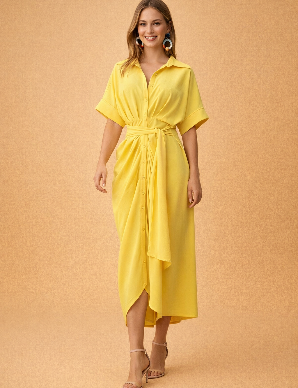Bow Midi Dress for Women – Elegant Tie-Detail Summer Dress – Charlot