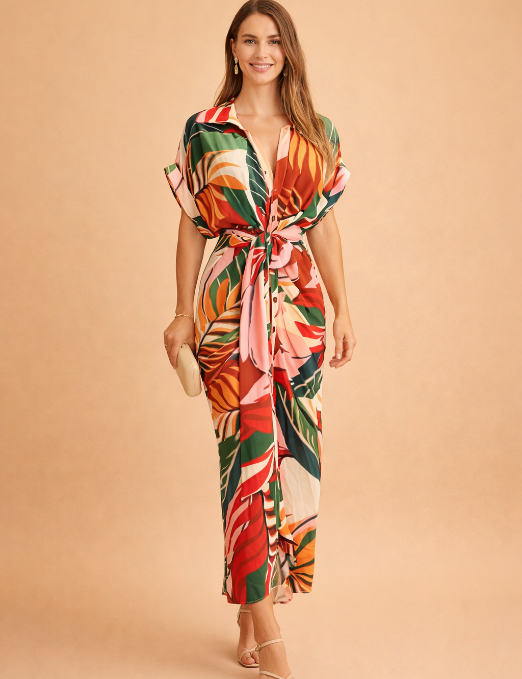 Bow Midi Dress for Women – Elegant Tie-Detail Summer Dress – Charlot