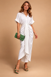 Bow Midi Dress for Women – Elegant Tie-Detail Summer Dress – Charlot