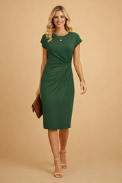 Midi Dress with Front Knot for Women – Elegant Versatile Occasion Dress – Grace