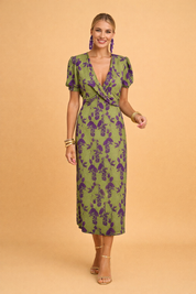 A-Line Dress for Women – Balloon-Sleeve V-Neck Modern Dress – Camila