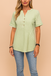 Striped Cotton Blouse for Women – Comfortable Everyday Top – Estella