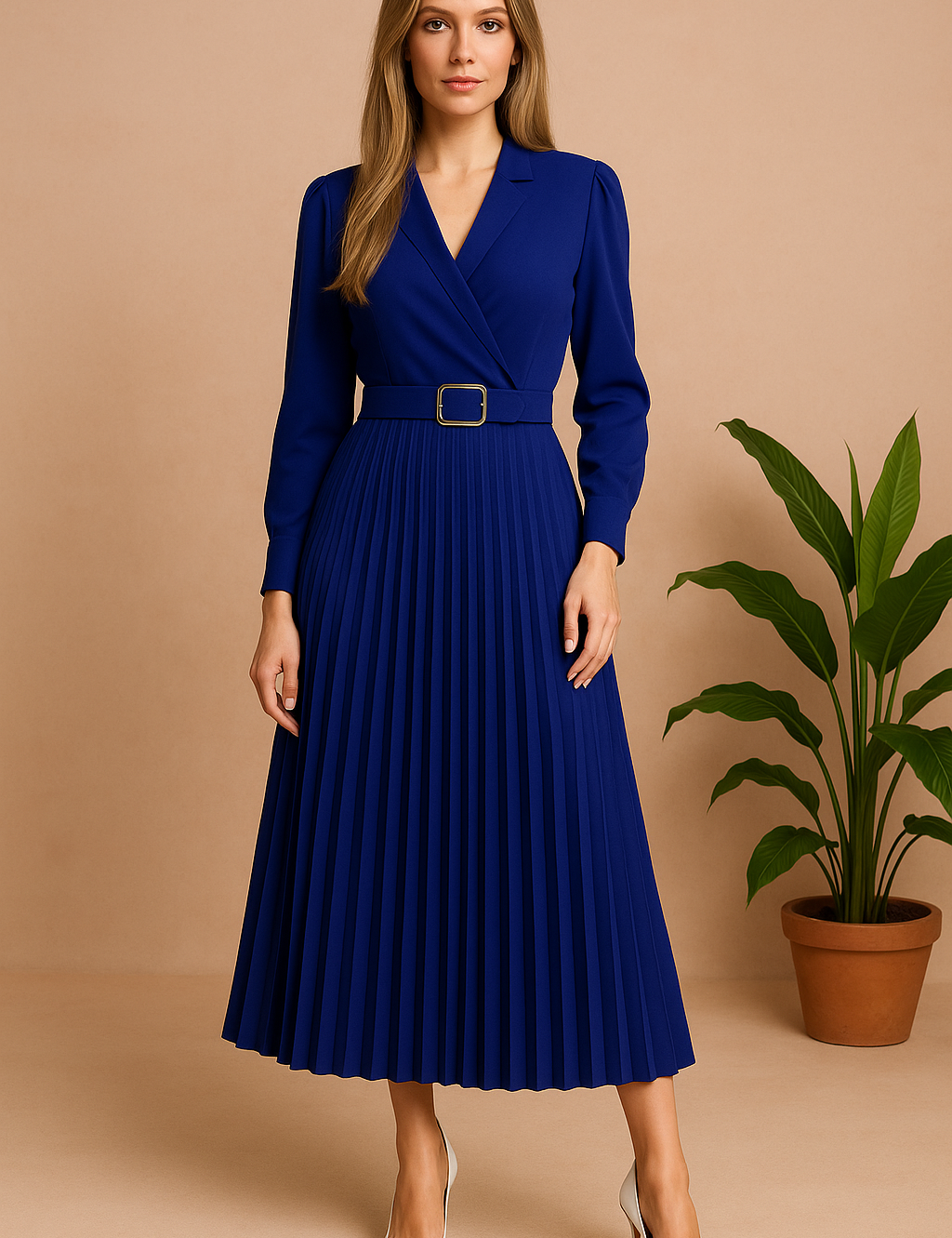 Plus-Size Midi Dress for Women – Elegant V-Neck Spring Dress – Isabela