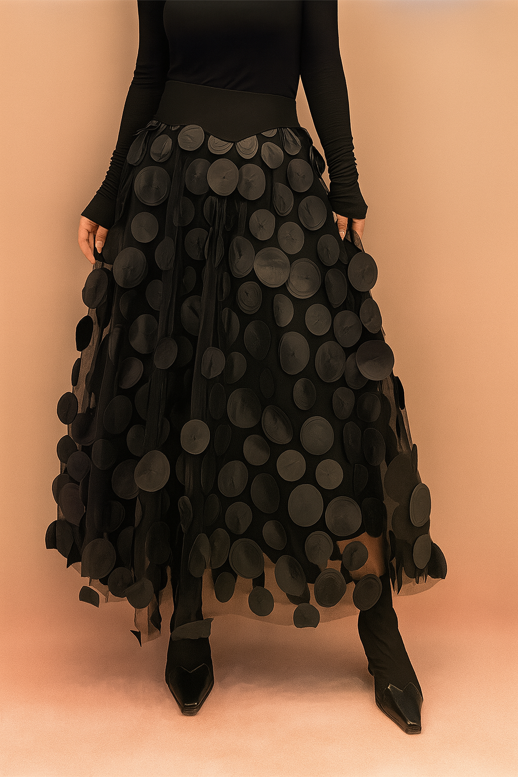 Women's Polka-Dot Skirt – Timeless Black Spotted Skirt – Laura