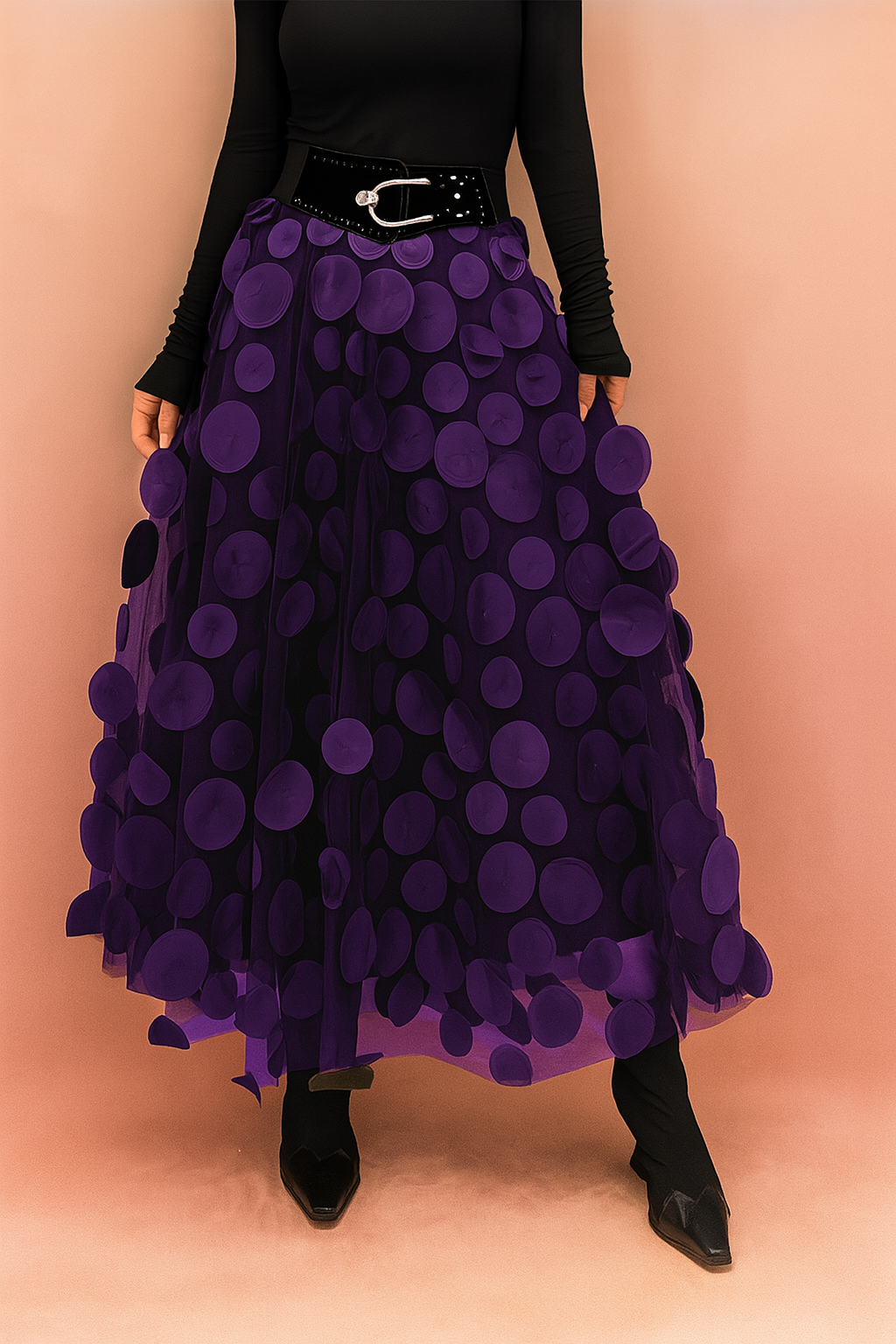 Women's Polka-Dot Skirt – Timeless Black Spotted Skirt – Laura