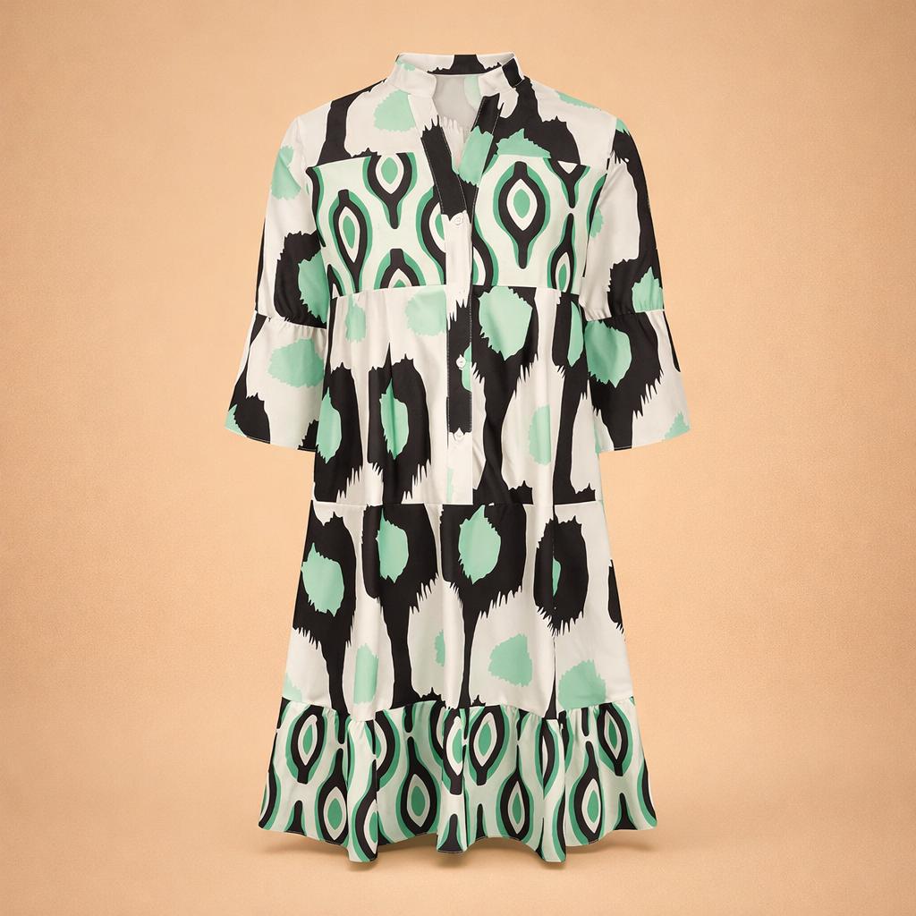 Relaxed Dress for Women – Printed 3/4-Sleeve Everyday Dress – Galilea