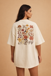 T-Shirt Dress with Round Neck for Women – Casual Vintage-Style Dress – Daisy
