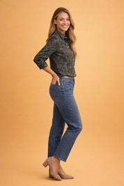 Patterned Blouse for Women – Timeless Elegant Printed Top – Adalynn