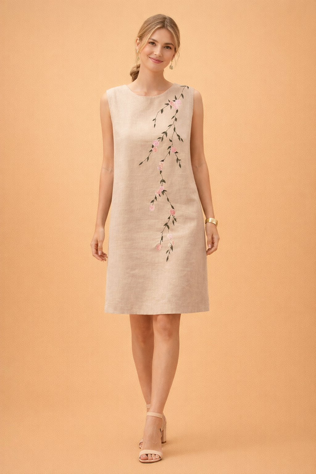Floral Embroidered Dress for Women – Sleeveless Cotton Boho Dress – Sofia
