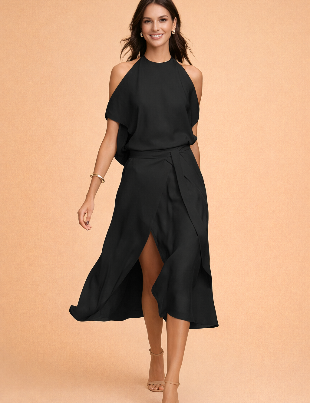 Off-Shoulder Midi Dress for Women – Casual Occasion Dress – Ruby