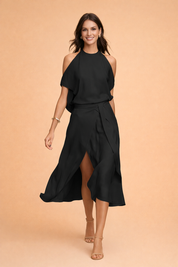 Off-Shoulder Midi Dress for Women – Casual Occasion Dress – Ruby