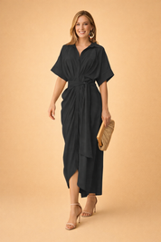 Bow Midi Dress for Women – Elegant Tie-Detail Summer Dress – Charlot