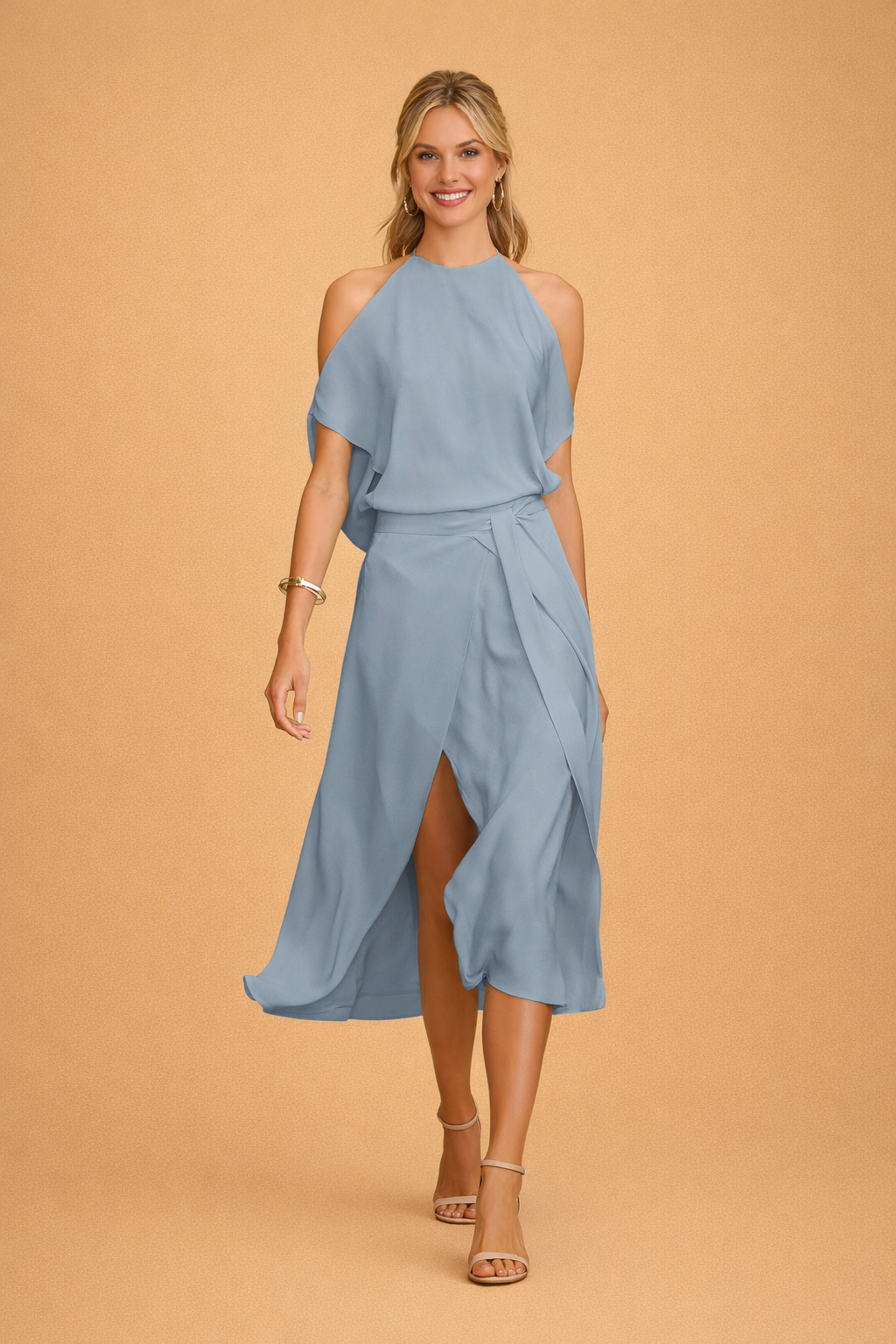 Off-Shoulder Midi Dress for Women – Casual Occasion Dress – Ruby