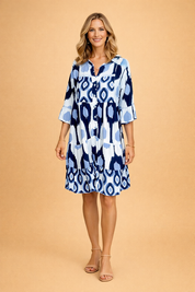 Relaxed Dress for Women – Printed 3/4-Sleeve Everyday Dress – Galilea
