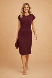 Midi Dress with Front Knot for Women – Elegant Versatile Occasion Dress – Grace